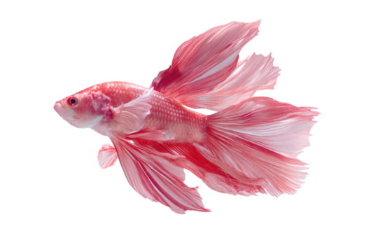 Pink Betta Fish with Flowing Fins on Transparent Background