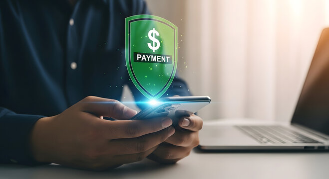 Secure digital payment transaction using mobile device and holographic shield