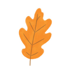 Obraz premium Oak Leaf Illustration in Cute Crayon Style for Autumn Season