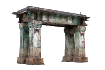 Weathered Bridge Support Fragment on Transparent Background