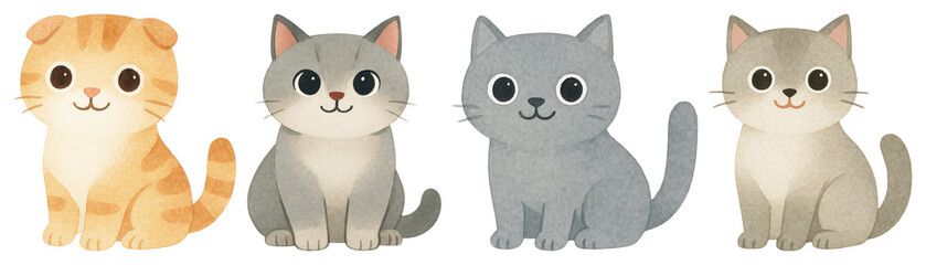 Obraz premium PNG Cute cartoon gray cat illustration., transparent background