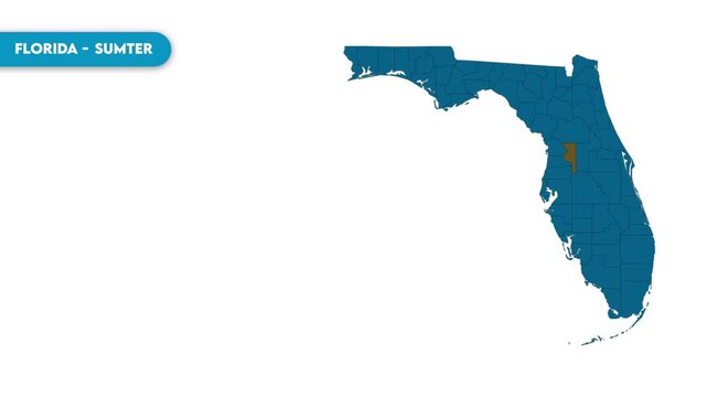 Sumter Map Video, Florida map, Political Map of Florida, national flag and borders, perfect for presentations, travel, education, geography, and global studies.