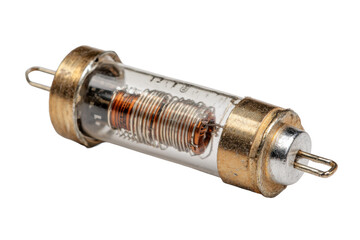 Vintage Glass Vacuum Tube with Coil on Transparent Background