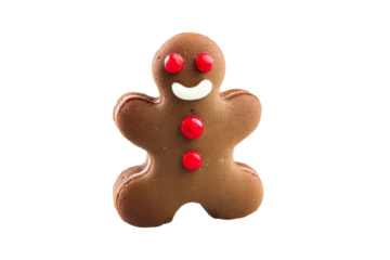 A brown cookie shaped like a gingerbread man