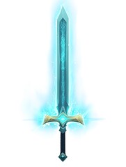 Legendary Mystical Sword in Digital Art: Shiny Fantasy Weapon with Illuminated Blade and Glowing Runes