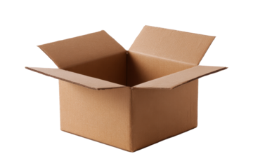 Open Cardboard Box on Transparent Background