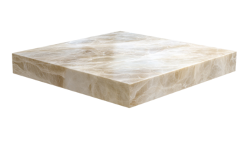 A white marble slab with a tan border