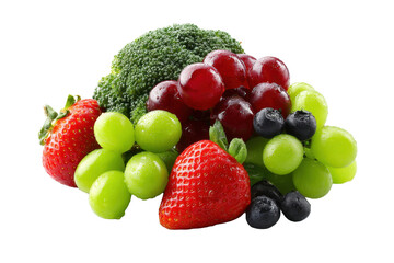 Obraz premium Fresh Mixed Fruit and Broccoli on Transparent Background