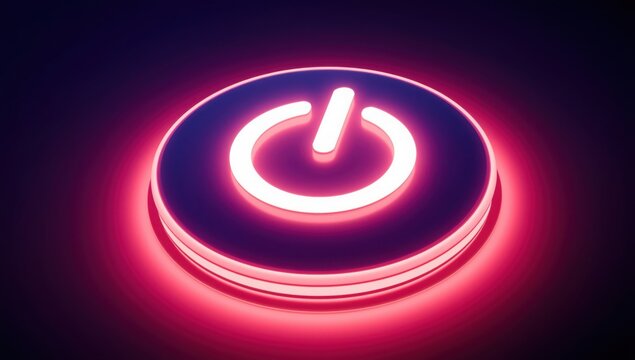 Vibrant glowing power button symbol ignites digital innovation and modern technology concepts
