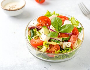 Fresh salad in a glass bowl