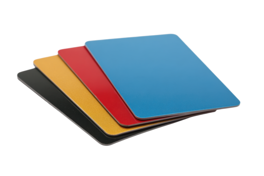 Stack of Colorful Plastic Cards on Transparent Background