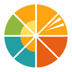 Obraz premium Solar Sun Pie Chart Icon Vector Renewable Concept