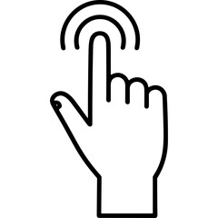 Obraz premium Hand touching screen with touch gesture outline icon, transparent background 