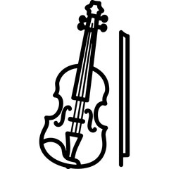 Fototapeta premium Outline illustration of a violin with a transparent background 