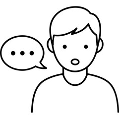 Young man with open mouth and speech bubble showing expression  