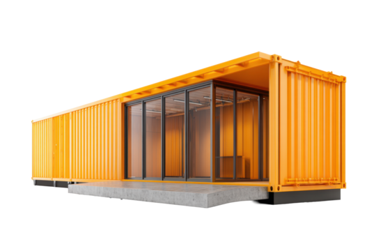 Orange Modular Container Gallery with Glass Facade