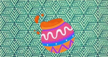 Droplet splashing in pot starting orange liquid pulsing drops against green looping fluid motion - Powered by Adobe