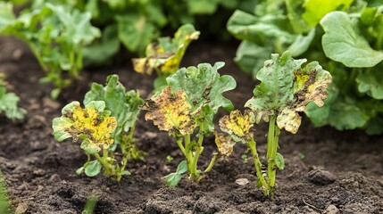 Obraz premium Identify plant diseases: vegetable garden problems and solutions for healthy crops and organic gardening tips