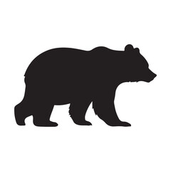 Black silhouette of a bear walking on a white background animal wildlife
