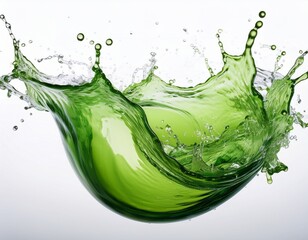 realistic green water splash isolated on a white background