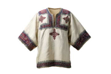 Embroidered Folk Shirt on Transparent Background