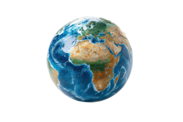 Photorealistic Earth Globe Model on Transparent Background