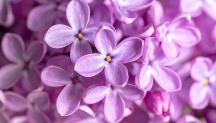 Intimate portrait of a lilac cluster showcasing delicate petals and vibrant lavender hues