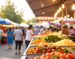 Outdoor Market with Food