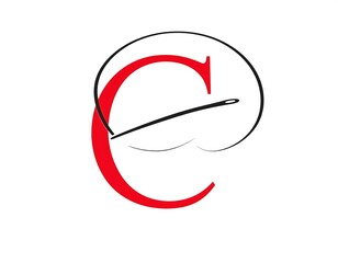 Stylized red capital "C" with a needle and a swirling line