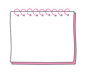 Pink blank spiral notebook or sketchbook isolated vector illustration