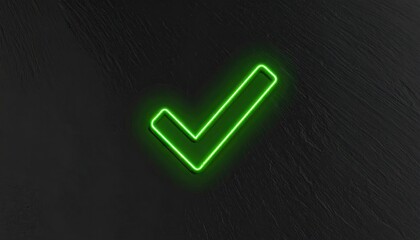 Bright Green Neon Checkmark Icon on Dark Slate Background