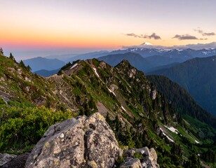 Fototapeta premium Mountain vista at dawn