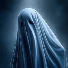 Ghostly Woman in Dark Blue Dress