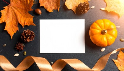 Autumnal Blank Card with Decorative Elements