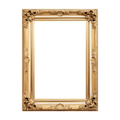 Old Antique Gold Frame Isolated on White and Png Transparent Background
