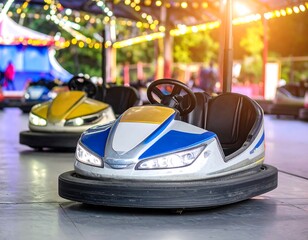 Funfair bumper cars in the evening