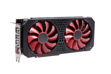 Dual-Fan Graphics Card on Transparent Background