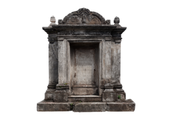 Antique Stone Tomb Monument on Transparent Background