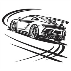Modern Sports Car Illustration with Dynamic Wing Design