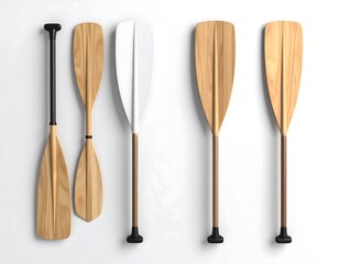 Rowing paddles arranged, light background