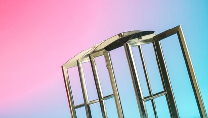 Retro Chrome UI Interface with Pastel Sky Gradient