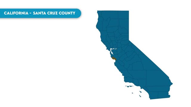 Santa Cruz County Map Video, California map, Political Map of California, national flag and borders, perfect for presentations, travel, education, geography, and global studies.
