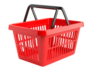 Empty Red Shopping Basket. Studio Shot. Consumerism concept. On Isolated Black