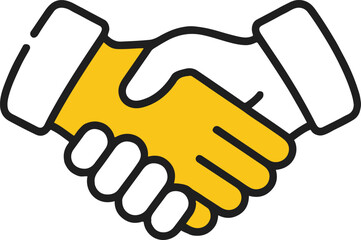 Illustration of a handshake symbolizing a business agreement, , representing partnership, collaboration, and successful deals in a simple graphic style