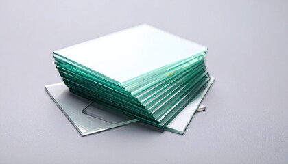 Stack of Frosted Glass Cards with Depth of Field