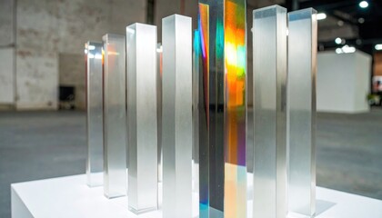 Staggered Acrylic Columns with Refractive Stripes