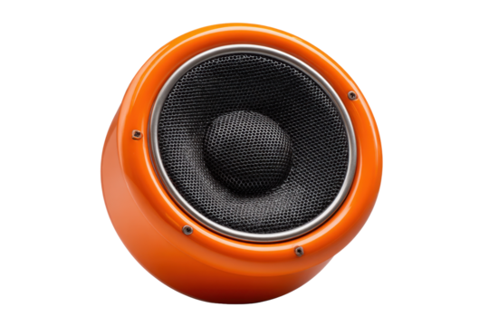 Orange Round Loudspeaker on Transparent Background