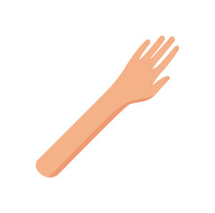 Open hand with raised fingers in cartoon graphic style. Raised human gesture as diverse symbol. Minimal colorful art for creative concepts, backgrounds, or banners.