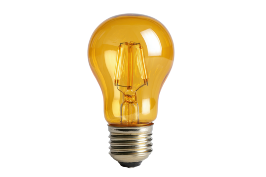 Amber Filament Light Bulb on Transparent Background