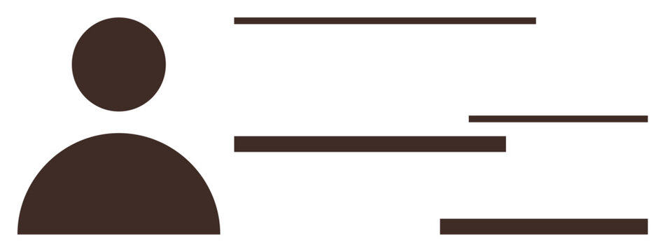 Simplistic design featuring a user profile icon and horizontal lines suggesting text. Ideal for identity, networking, resume, contact details, biography, user interface, business cards. Simple flat - Powered by Adobe